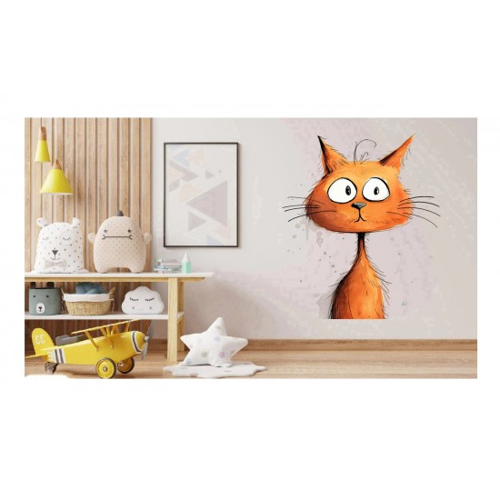 Sticker decorativ, Pisica, Portocaliu, 81 cm, 1358STK-2 Sticker decorativ, Pisica, Portocaliu, 81 cm, 1358STK-2