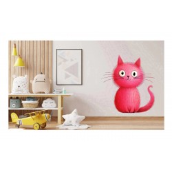 Sticker decorativ, Pisica, Roz, 61 cm, 1358STK-6