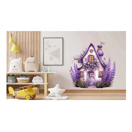 Sticker decorativ, Casa cu Lavanda, Mov, 60 cm, 1361STK-8 Sticker decorativ, Casa cu Lavanda, Mov, 60 cm, 1361STK-8