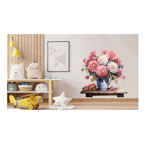 Sticker decorativ, Flori Crizanteme, Roz, 61 cm, 1363STK Sticker decorativ, Flori Crizanteme, Roz, 61 cm, 1363STK