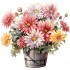 Sticker decorativ, Flori Crizanteme, Roz, 62 cm, 1363STK-11