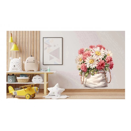Sticker decorativ, Flori Crizanteme, Alb, 68 cm, 1363STK-12 Sticker decorativ, Flori Crizanteme, Alb, 68 cm, 1363STK-12