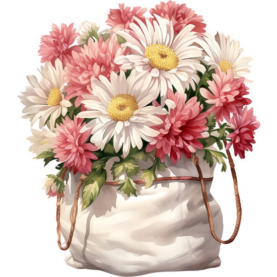 Sticker decorativ, Flori Crizanteme, Alb, 68 cm, 1363STK-12 Sticker decorativ, Flori Crizanteme, Alb, 68 cm, 1363STK-12
