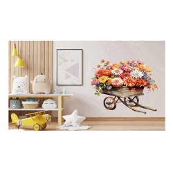 Sticker decorativ, Flori Crizanteme, Multicolor, 60 cm, 1363STK-13