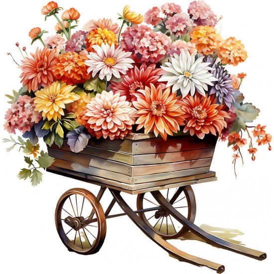 Sticker decorativ, Flori Crizanteme, Multicolor, 60 cm, 1363STK-13 Sticker decorativ, Flori Crizanteme, Multicolor, 60 cm, 1363STK-13