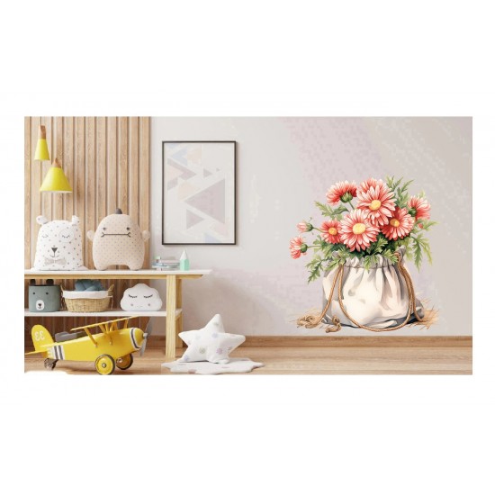 Sticker decorativ, Flori Crizanteme, Roz, 61 cm, 1363STK-5