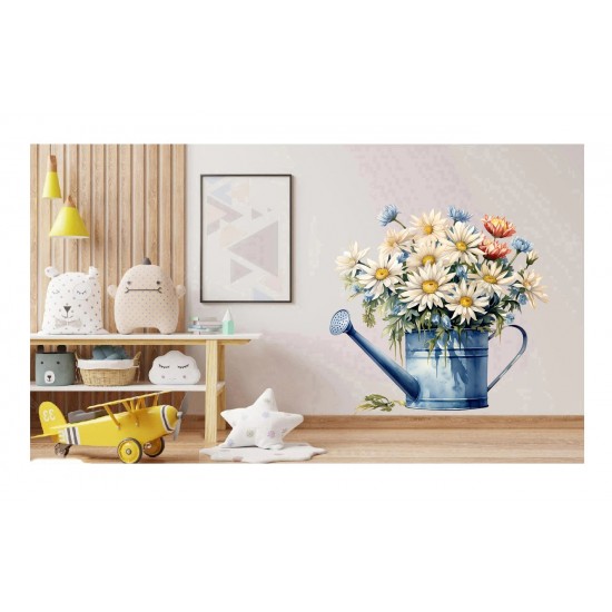 Sticker decorativ, Flori Crizanteme, Alb, 60 cm, 1363STK-6