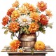 Sticker decorativ, Flori Crizanteme, Portocaliu, 62 cm, 1363STK-8 Sticker decorativ, Flori Crizanteme, Portocaliu, 62 cm, 1363STK-8