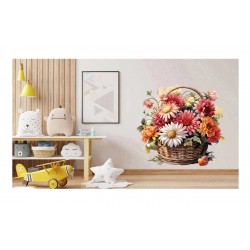 Sticker decorativ, Flori Crizanteme, Multicolor, 63 cm, 1363STK-9