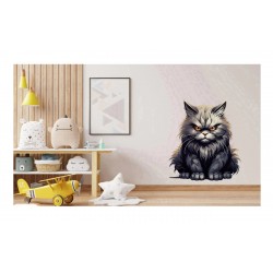 Sticker decorativ, Pisica, Negru, 1366STK-1