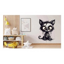 Sticker decorativ, Pisica, Negru, 1366STK-10 Sticker decorativ, Pisica, Negru, 1366STK-10