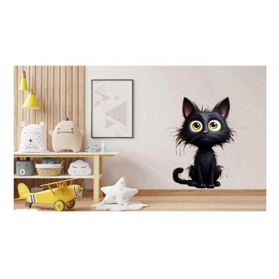 Sticker decorativ, Pisica, Negru, 1366STK-5