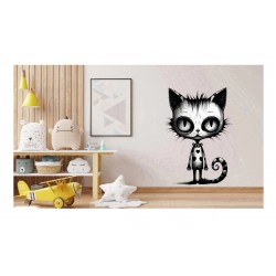 Sticker decorativ, Pisica, Negru, 1366STK-7 Sticker decorativ, Pisica, Negru, 1366STK-7