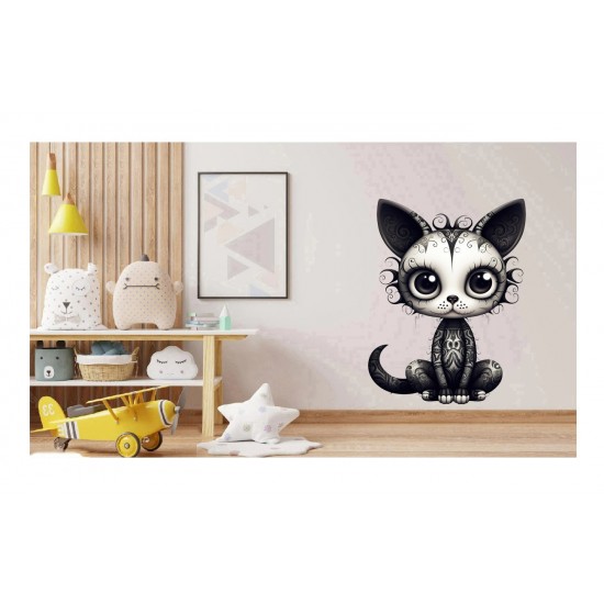 Sticker decorativ, Pisica, Negru, 1366STK-8