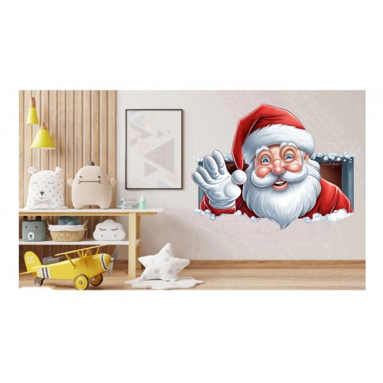 Sticker decorativ, Mos Craciun, Rosu, 1371STK-12 Sticker decorativ, Mos Craciun, Rosu, 1371STK-12