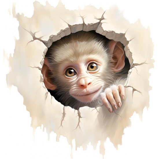 Sticker decorativ, Maimuta, Gri, 1375STK-5 Sticker decorativ, Maimuta, Gri, 1375STK-5