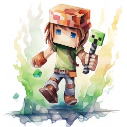 Sticker decorativ, Minecraft, Verde, 1376STK-15