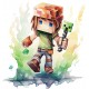 Sticker decorativ, Minecraft, Verde, 1376STK-15