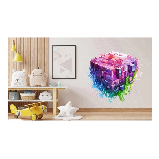 Sticker decorativ, Minecraft, Roz, 1376STK-5