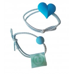 Set 2 elastice de par in forma de inima, 8 cm, Albastru, 28BJ