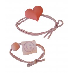 Set 2 elastice de par in forma de inima, 8 cm, Roz, 31BJ