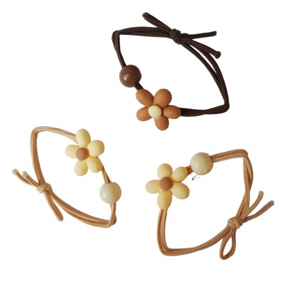 Set 3 elastice de par, Floare, 8 cm, Multicolor, 37BJ