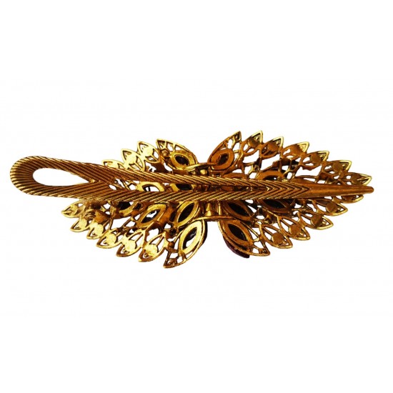 Clama de par coada de paun, Vintage, 11 cm, Rosu, 62BJ