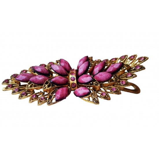 Clama de par coada de paun, Vintage, 11 cm, Mov, 61BJ