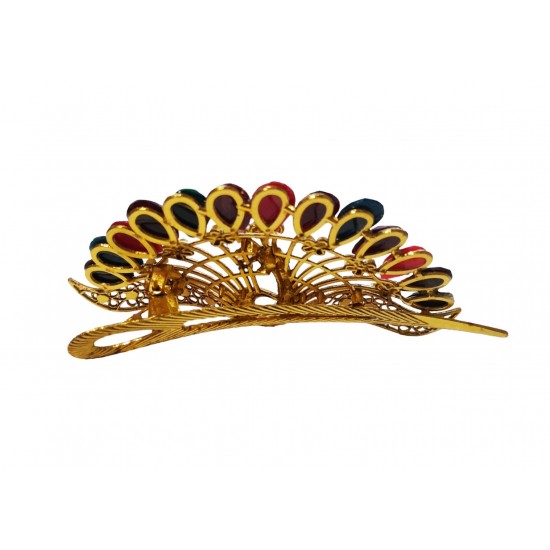 Clama de par in forma de Paun, Vintage, 12 cm, Multicolor, 66BJ