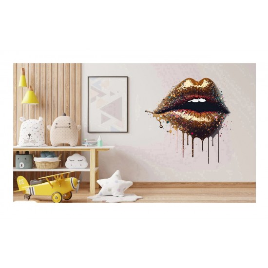 Sticker decorativ, Buze, Auriu, 60 cm, 1301STK-2
