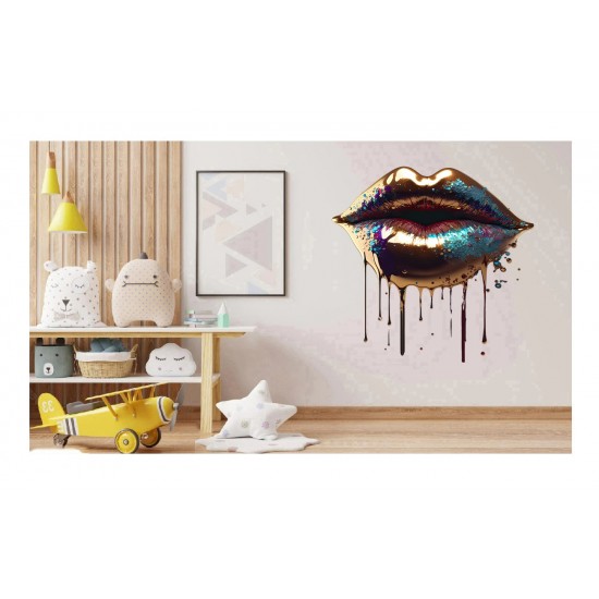 Sticker decorativ, Buze, Turcoaz, 63 cm, 1301STK-3