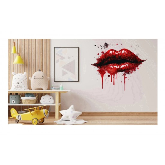 Sticker decorativ, Buze, Rosu, 62 cm, 1302STK-12