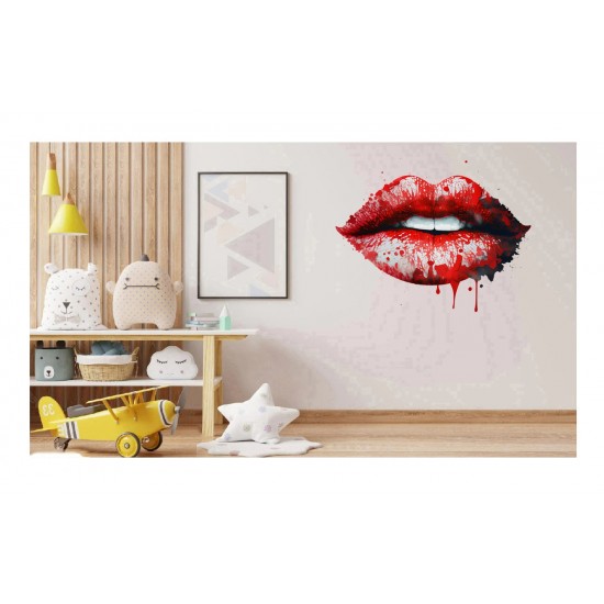 Sticker decorativ, Buze, Rosu, 64 cm, 1302STK-19