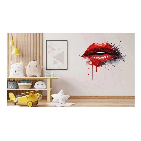 Sticker decorativ, Buze, Rosu, 62 cm, 1302STK-6