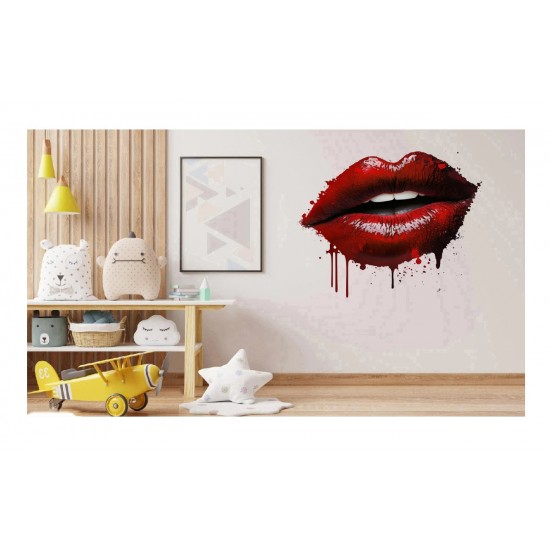 Sticker decorativ, Buze, Rosu, 60 cm, 1302STK-7