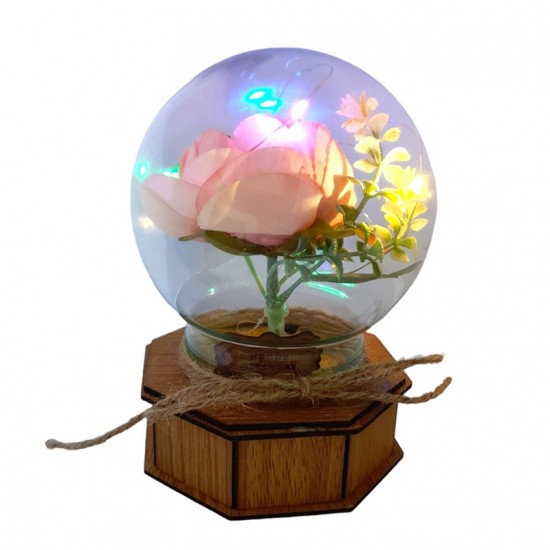 Aranjament floral cu Luminite si Muzicuta, Multicolor, 15 cm, MM9868B