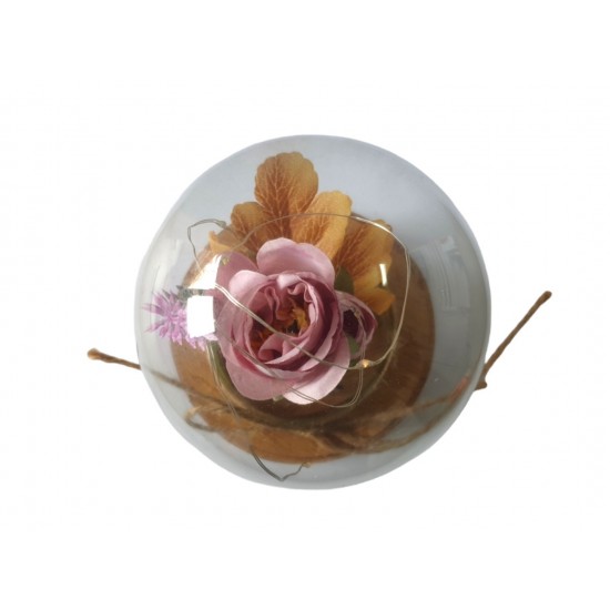 Aranjament floral cu Luminite si Muzicuta, Multicolor, 15 cm, MM9870C