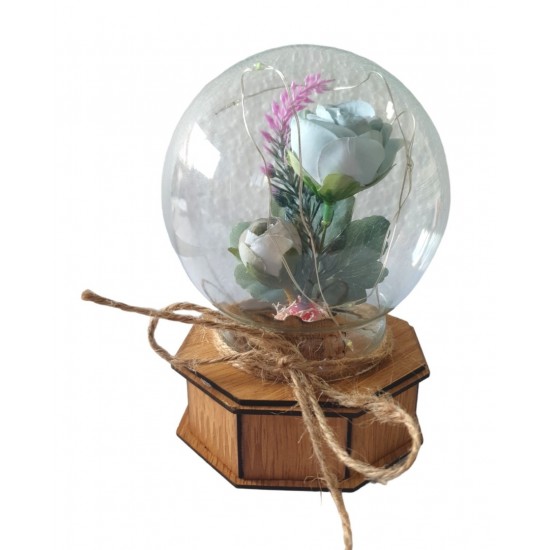 Aranjament floral cu Luminite si Muzicuta, Multicolor, 15 cm, MM9870D