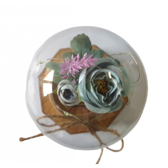 Aranjament floral cu Luminite si Muzicuta, Multicolor, 15 cm, MM9870D