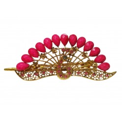 Clama de par in forma de Paun, Vintage, 12 cm, Roz, 67BJ