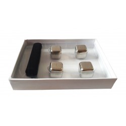 Set 4 Cuburi pentru racirea bauturilor, Argintiu, 2.5 cm, HML54
