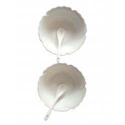 Set 2 Boluri cu Lingurite, Alb, 15 cm, 219G