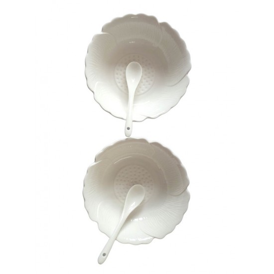 Set 2 Boluri cu Lingurite, Alb, 15 cm, 219G