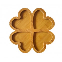 Platou din Lemn, Trifoi, Maro, 26 cm, HML6