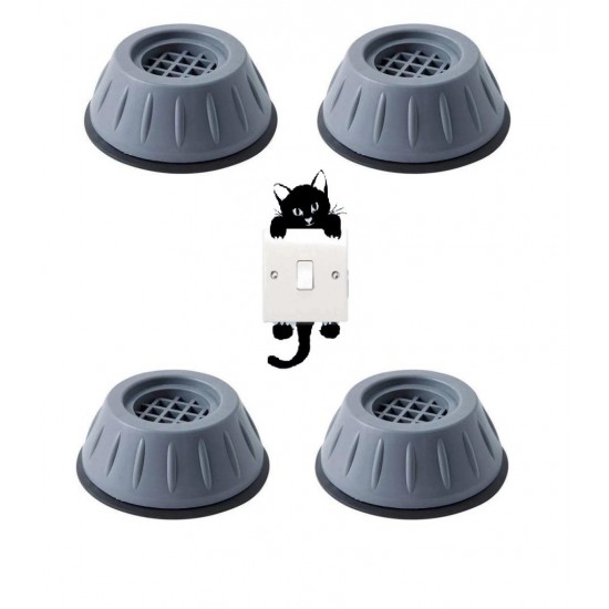Set de 4 picioare anti-zgomot si antiderapante, suporti amortizare vibratii masina de spalat, amortizoare uscator de rufe, frigider + Sticker decorativ pentru intrerupator