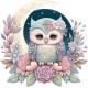 Sticker decorativ, Bufnita, Multicolor, 60 cm, 1296STK-1