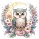 Sticker decorativ, Bufnita, Multicolor, 62 cm, 1296STK