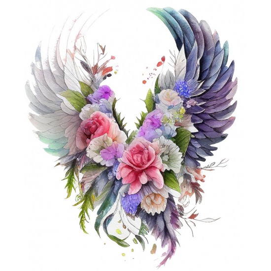 Sticker decorativ, Aripi, Gri, 73 cm, 1355STK-2