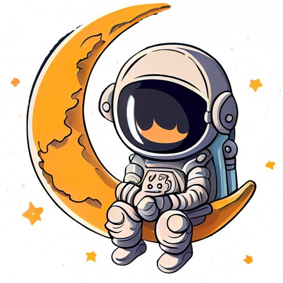 Sticker decorativ, Astronaut, Galben, 60 cm, 1266STK-6