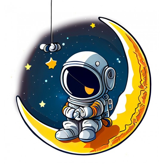 Sticker decorativ, Astronaut, Galben, 63 cm, 1266STK-7 Sticker decorativ, Astronaut, Galben, 63 cm, 1266STK-7